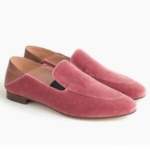 J.Crew Cecile smoking slipper in pink velvet